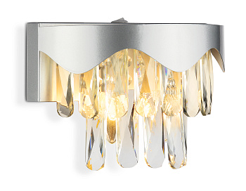 Настенный светильник с выключателем и хрусталем TR5090 SL/CL серебро/прозрачный E14/2 max 40W 260*180*150 Ambrella Light