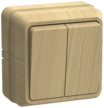 Выключатель 2-клавишный ОУ ВС20-2-0-ОС 10А ОКТАВА сосна IEK