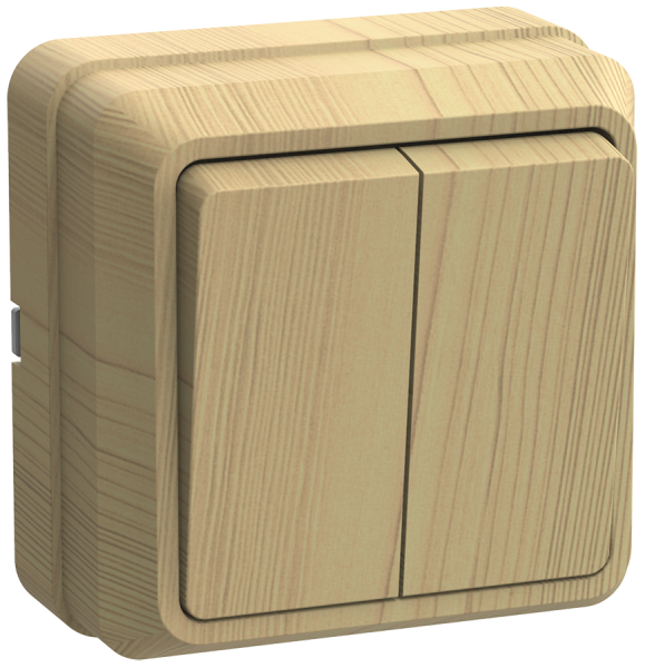 Выключатель 2-клавишный ОУ ВС20-2-0-ОС 10А ОКТАВА сосна IEK