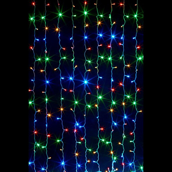 Гирлянда новогодня "Занавес" GLFG-96-150-100-IP20-CR-RGB 96 диодов 1.5x1м с контроллером 8 режимов General