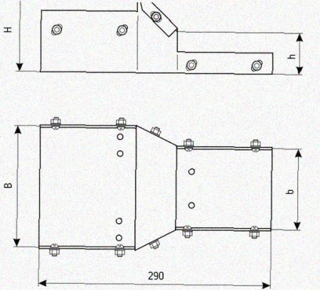 Лоток переходной замковый ЛПЗ 100х85-100х50 УТ1,5, горячее цинкование, S1,5