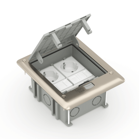 Donel Лючок в пол 6 мод. (2 мод. 45х45 мм. + 2 мод. 22.5х45 мм.), металл, IP66, (с уст. набором)