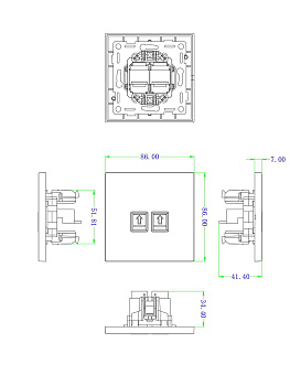 Donel N96 Компьютерная розетка RJ45 + RJ45 (двойная) cat.6/ClassE-8/8, Бронза, серия DT