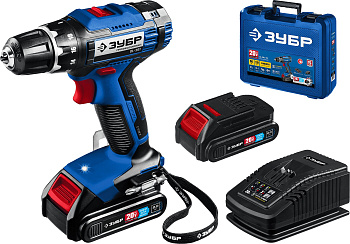 20В, 2 АКБ (2Ач), в кейсе, дрель-шуруповерт, Профессионал. DL-201-22 ЗУБР