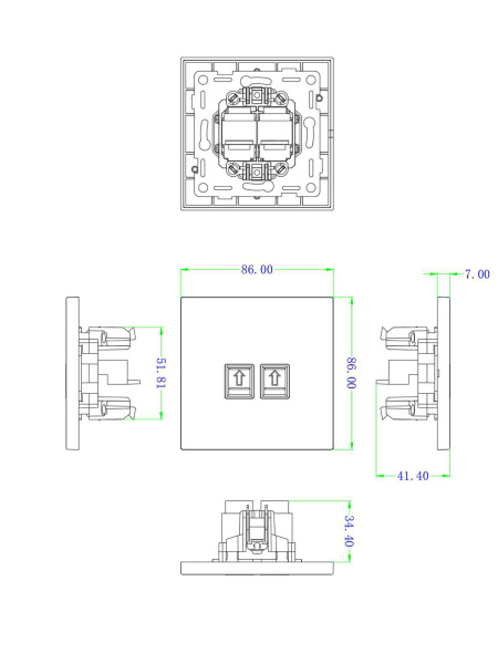Donel N96 Компьютерная розетка RJ45 + RJ45 (двойная) cat.6/ClassE-8/8, Бронза, серия DT