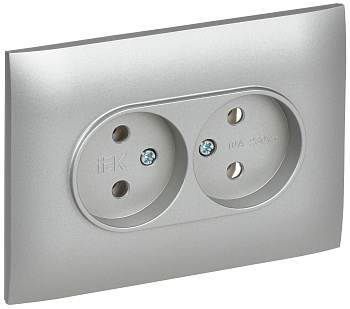 SKANDY Розетка 2-местная без заземления без защитных шторок 10А в сборе SK-R10S серебряный IEK