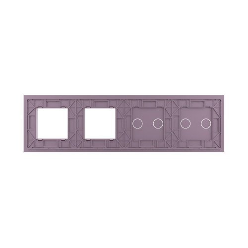 Панель для 2-х сенсорных выключателей и 2-х розеток, 4 клавиши (2+2), цвет розовый, стекло Livolo фото 4