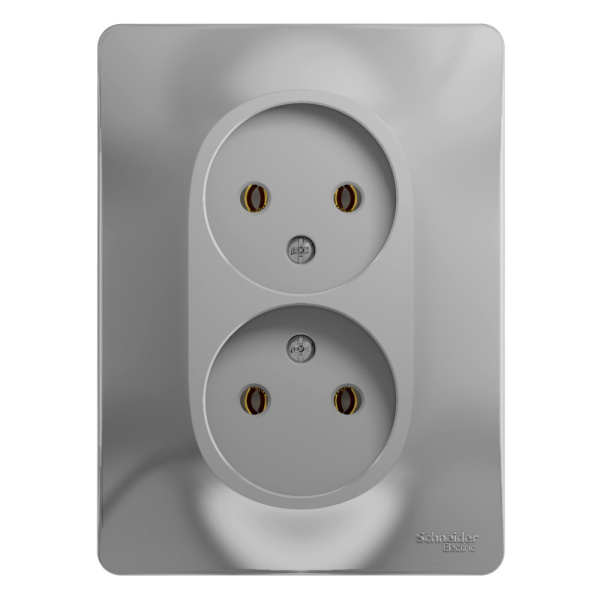 GLOSSA  Розетка СУ 2-м. без з/з в сборе 16А алюминий IP20 Schneider Electric GLOSSA  Розетка СУ 2-м. без з/з в сборе 16А алюминий IP20 Schneider Electric