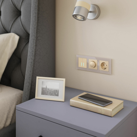 Сенсорный выключатель двухклавишный с подсветкой 1000 Вт (шампань) СУ IP20 Werkel