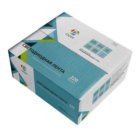 O17-09 Светодиодная лента 220В, 7Вт/м, smd2835, 120д/м, IP65, 600лм/м, размер 13х7мм, 50м, х/б, 6500К APEYRON