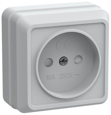 Розетка 1-местная ОУ РСш20-2-ОБ без з/з с защитной шторкой 10А ОКТАВА белый IEK