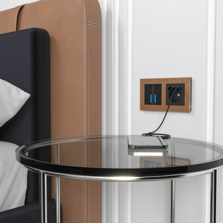 Сенсорный выключатель двухклавишный с подсветкой 1000 Вт (черный) СУ IP20 Werkel