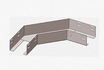 Лоток угловой замковый перфорированный КГЗ 200х100-135 УТ1,5 поворот на 135, оцинкованный лист, S1,5