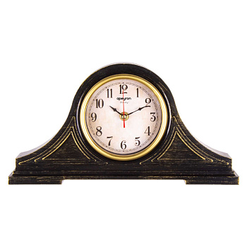 PLT211304 Часы настольные, цвет корпуса черный с золотом, пластик, 345х180х72мм, источник питания 1 батарейка АА(в комплект не входит), бес... APEYRON