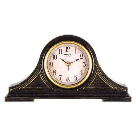 PLT211304 Часы настольные, цвет корпуса черный с золотом, пластик, 345х180х72мм, источник питания 1 батарейка АА(в комплект не входит), бес... APEYRON