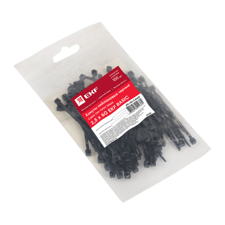 Хомут нейлоновый черный (2,5х60) (100шт) Basic EKF