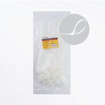 Хомут нейлоновый многоразовый STEKKER NYCT80-250 8x250 мм, белый, упаковка 100 шт Хомут нейлоновый многоразовый STEKKER NYCT80-250 8x250 мм, белый, упаковка 100 шт
