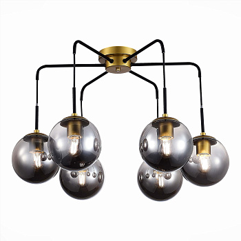 Люстра потолочная Матовое золото/Дымчатый E27 6*60Вт SLE1097-302-06 EVOLUCE