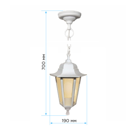 11-98 НСУ 06-60-001 АДЕЛЬ1 БЕЛ Светильник-фонарь подвесной белый 6-гранный прозрачное стекло APEYRON