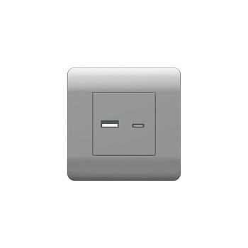 Розетка USB A+C, 5В/2,1А, серебряный NEW3-E CHINT