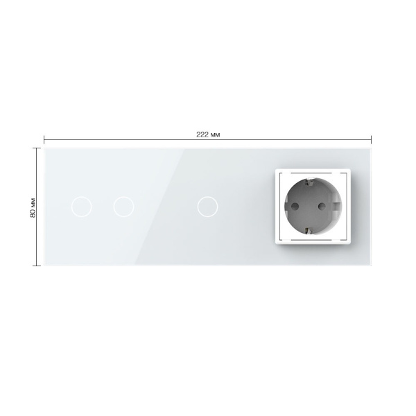 Сенсорный выключатель комб. на 3 линии 1 розетка 3 модуля Белый B Livolo