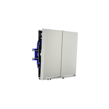 Проходной переключатель встраиваемый Voltum S70 двухклавишный с подсветкой 10А, (сталь)