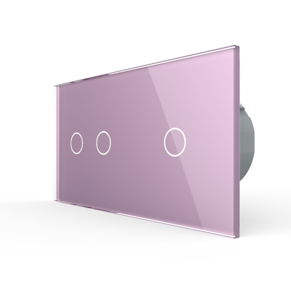 Сенсорный выключатель 3 клавиши (2-1), 2 поста Розовый Livolo