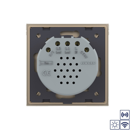 Сенсорный импульсный радиоуправляемый выключатель сухой контакт 2 клавиши 1 модуль Золотой Livolo