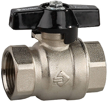 Кран шаровой полнопроходной "мама-мама", бабочка, хромиров латунь, 3/4" ЗУБР