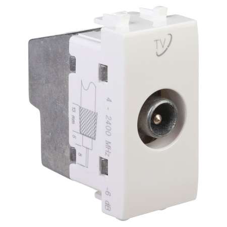 Розетка TV проходная модульная, "Avanti", "Белое облако", 1 модуль DKC