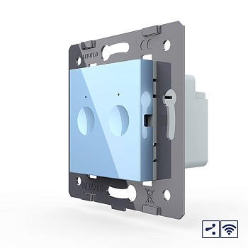 Двухклавишный проходной сенсорный выключатель Module с радиоупр., цвет синий (механизм) Livolo