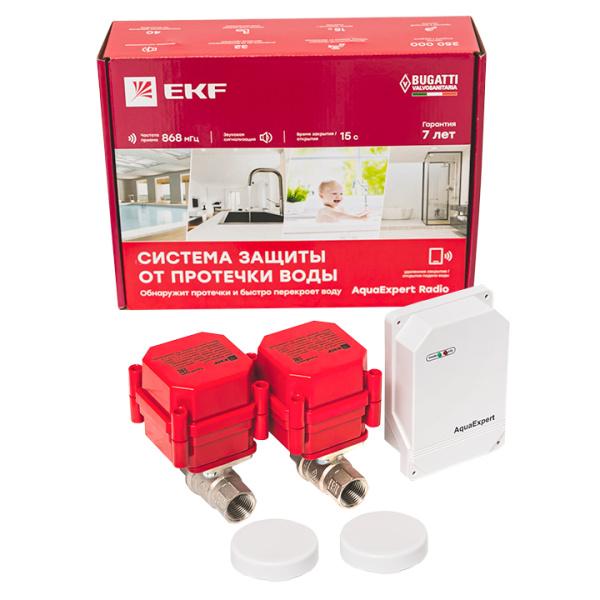 Система защиты от протечки воды AquaExpert RADIO 1/2 дюйма EKF Система защиты от протечки воды AquaExpert RADIO 1/2 дюйма EKF