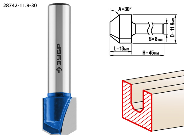 11,9x13мм, фреза пазовая фасонная №3 (B) ЗУБР