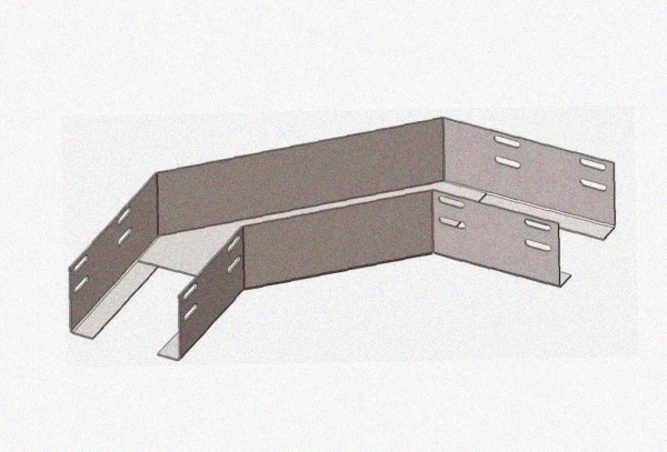 Лоток угловой замковый глухой КГЗГ 200х65-90 УТ1,5 поворот на 90, горячее цинкование, S1,0