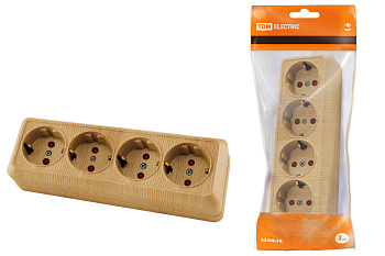 Розетка 4-х местная горизонтальная 2П+3 открытой установки IP20 16A с з/ш сосна "Ладога" TDM Розетка 4-х местная горизонтальная 2П+3 открытой установки IP20 16A с з/ш сосна "Ладога" TDM