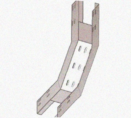 Лоток перфорированный КП 400х65-90 УХЛ1 для поворота трассы вверх на 90, горячее цинкование, S1,2