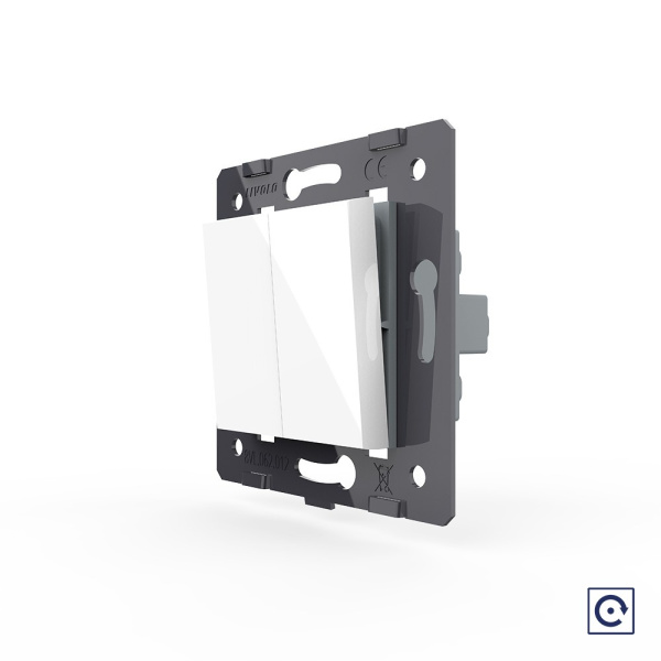 Двухклавишная механическая кнопка (звонок), цвет белый (механизм) Livolo