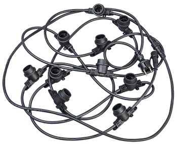 LIGHTING Гирлянда белт-лайт 3м 10 патронов E27 без ламп IP65 черный шнур 2м 230В транзит IEK