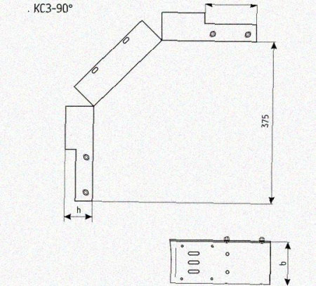 Лоток замковый перфорированный КСЗ 400х75-90 УТ1,5 для поворота трассы вниз на 90, горячее цинкование S1,5