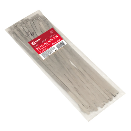 Хомут AISI 304 из нержавеющей стали, 12x520 (100 шт) FlexLock PROxima EKF