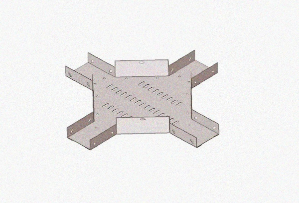Лоток крестообразный замковый глухой КМЗГ 150х100 УТ1,5, горячее цинкование, S1,0