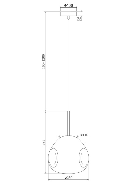 Подвесной светильник 1*E27 60Вт Золото IP20 Mabell P014PL-01G Maytoni