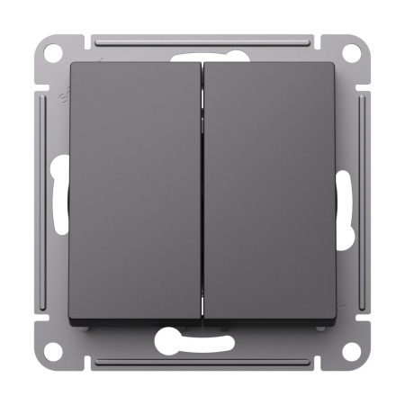 ATLASDESIGN 2-клавишный ПЕРЕКЛЮЧАТЕЛЬ, сх.6/2, 10АХ, механизм, БАЗАЛЬТ Schneider Electric