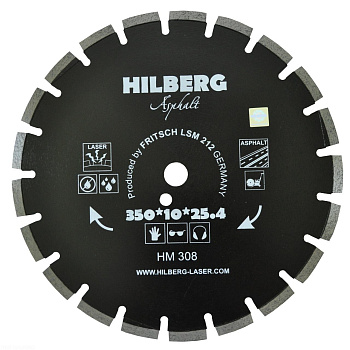 Диск алмазный отрезной 350*25,4*12 Hard Materials Лазер асфальт HM308 Hilberg