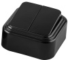 Выключатель STEKKER PSW06-22-20 двухклавишный открытой установки, 250В, 6А, IP20, черный (VA5 6-232-Ч)