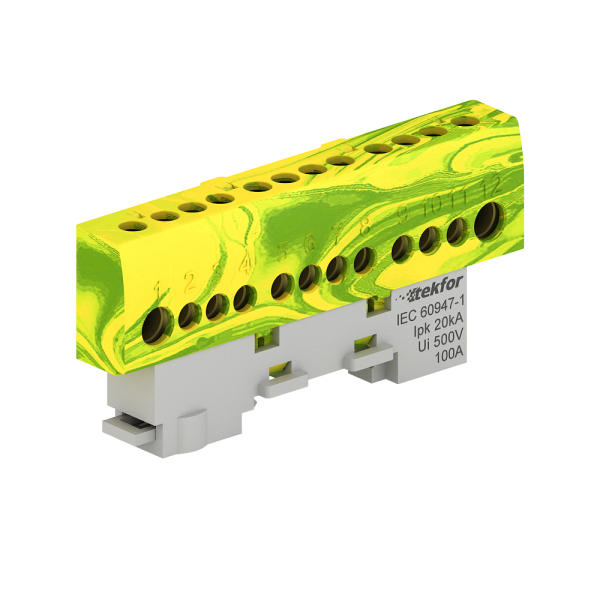 Шина нулевая изолированная KSN-6-6x9-16 PE Tekfor