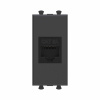 Компьютерная розетка RJ-45 без шторки модульная, кат.6А, "Avanti", "Черный матовый", 1 модуль DKC