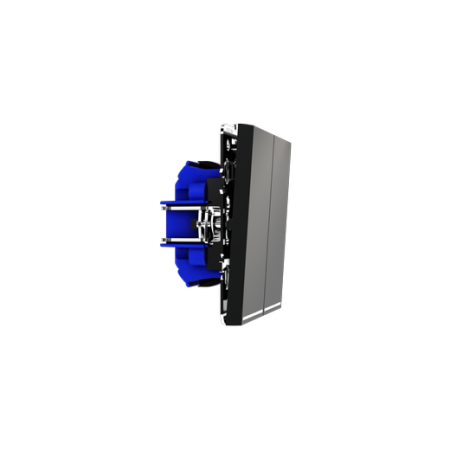 Выключатель встраиваемый Voltum S70 двухклавишный с подсветкой 10А, (черный матовый)