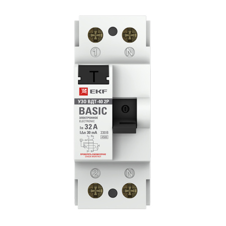 Устройство защитного отключения ВДТ-40 УЗО 2П 32А (электронное) 4,5кА 30мА Basic EKF