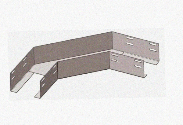 Лоток угловой замковый глухой КГЗГ 200х80-135 УТ1,5 поворот на 135, горячее цинкование, S1,0
